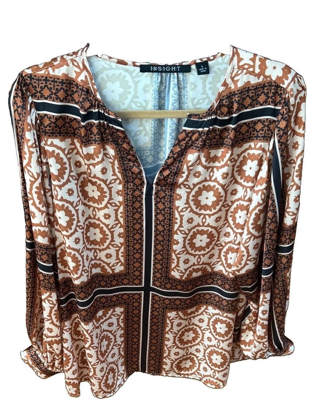 Insight Burnt Orange, Cream & Black Mosaic Print Tunic